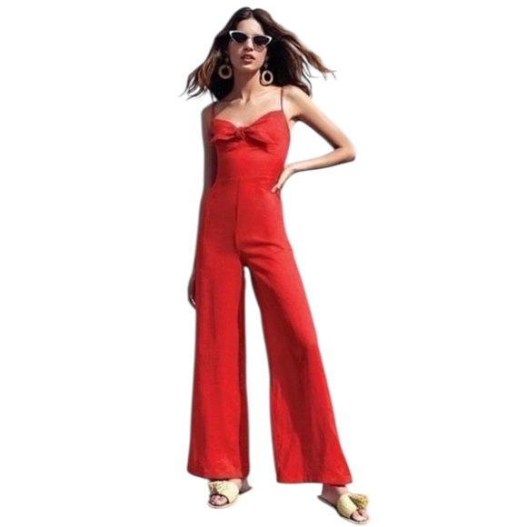 Gianni Bini Pants - GIANNI BINI Red Bow Front Jumpsuit